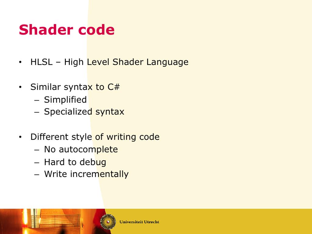 Shaders for XNA are wrifen in HLSL. That is the same language which is used for DirectX. HLSL is similar to C#, so you have the same syntax for assigning a value to a variable.