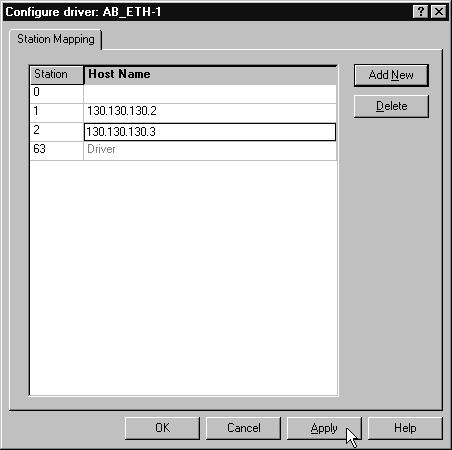 Communicating with Devices on an EtherNet/IP Link 4-5 7. Enter the IP address or Host Name of your 1788-ENBT module (e.g., 130.130.130.2, Pump1, etc.).