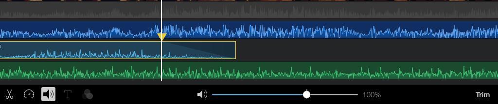 Editing the transition point of two separate audio clips Make sure the audio track icon is displayed by