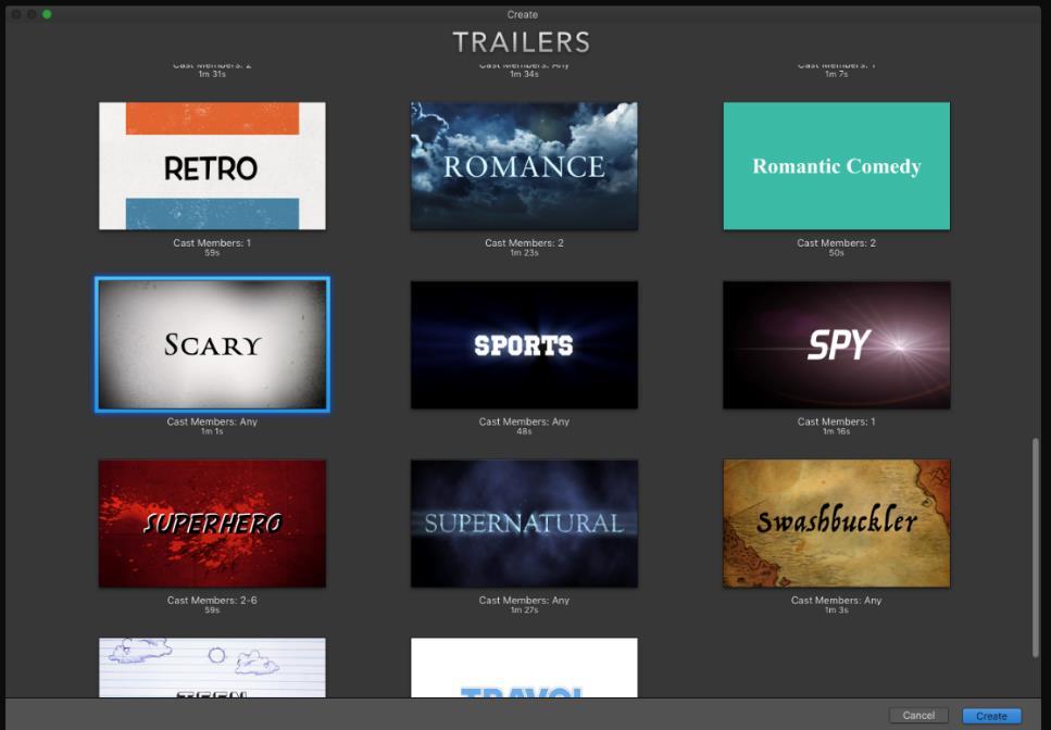 9. Select the template you like and click Create. Choose Trailer 10.