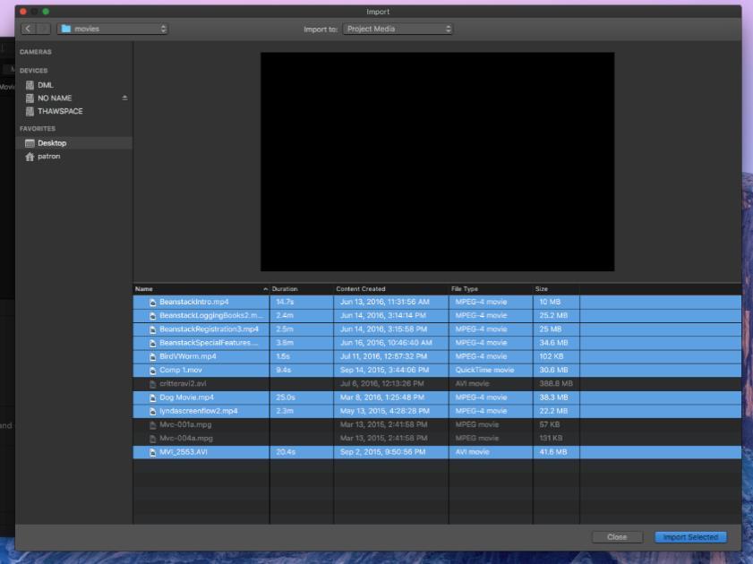 6. If you know where all the media files you want to use in your movie are you can drag and drop them into the media panel. 7. If you don t know where all your files are click on the import button.