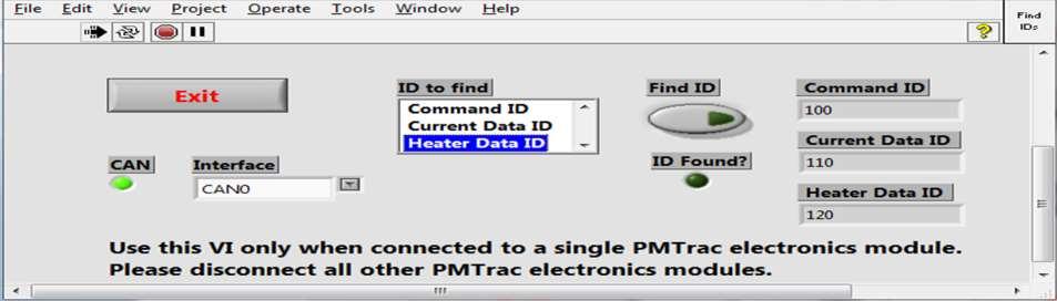 If the message IDs of a module are not known, they can be determined using the PMTrac Discovery utility. This utility is to be used only when a single PMTrac module is connected to the CAN bus. 4.1.