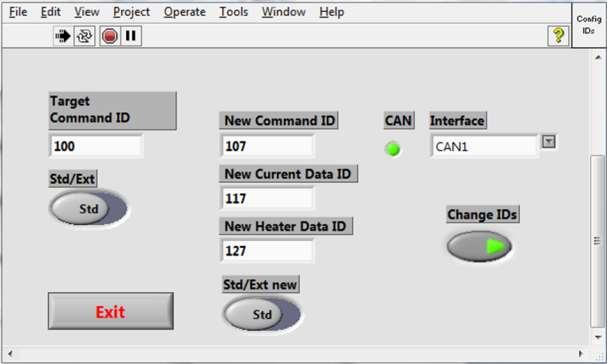 2. Changing IDs a. Enter the Command ID of the target module i. Select standard (Std) or extended (Ext) ID b. Enter the new IDs i. Select standard (Std) or extended (Ext) ID s c. Select Change IDs i.