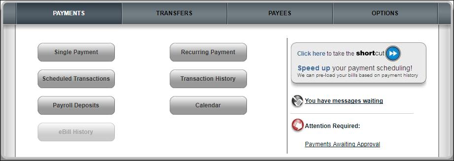Payments Tab A subscriber can view and manage their bill pay