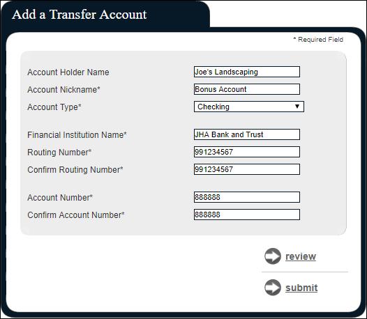 Add Account At Another Institution allows the subscriber to add accounts in