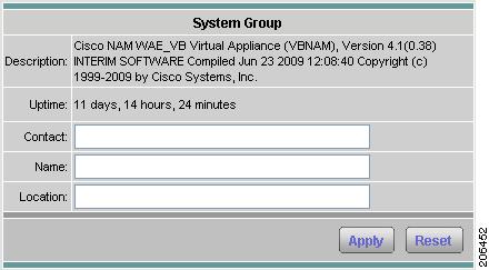 System Administration At the top of the window, the SNMP System Group Dialog Box (Figure 2-8) and NAM Community Strings Dialog Box (Figure 2-9) are displayed.