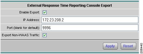 Diagnostics Response Time Export You can enable response time data export to an external reporting console such as NetQoS SuperAgent.