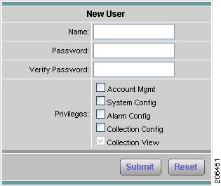 User Administration Figure 2-4 New User Dialog Box Enter the information required to create new user and select each privilege to grant to the user.