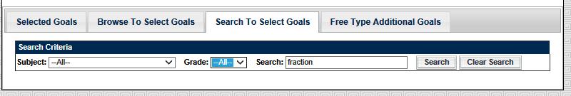 Note that you can only click on one goal at a time, and then the objectives related to that goal.