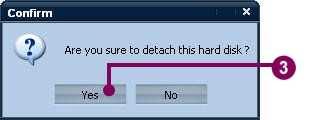 In SCM program, click the preferred hard disk in the device panel. 2. Click Detach Hard Disk. 3.