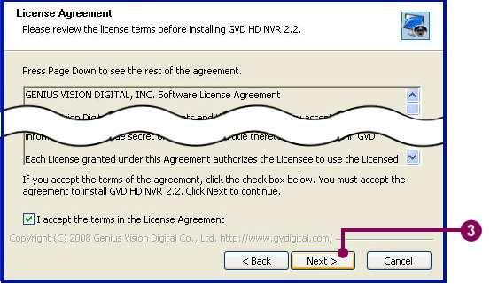 Chapter 2 Installation 3. A license agreement dialog appears.