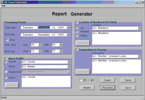 AEC User Manual 40 Report Generator 40 Report Generator 41 Launching Report Generator Click Start and select Programs AEC Utility ReportGenerator to launch the program and open the AEC Report