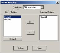 back up the SQL database 1 From the DB Administrator menu, click to open the House Keeping dialog 2 At Database, select the SQL database you want to repair 3 Select the desired SQL tables from the