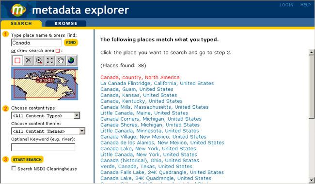 The interface is modified to accommodate the additional step choosing the search place from the possible matches as shown here.
