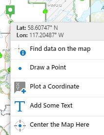 2.12 - Right-Click on the Map There are additional tools that the user can perform on a location by Right-Clicking on the map in the Map Frame.