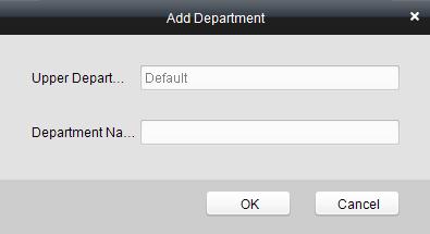 In the department list, click button to pop up the adding department interface.