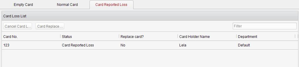 Click the Cancel Card Loss button to resume the card to the normal card.