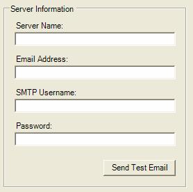 To configure this option a button, Email Settings, has been added to the System Settings tab (see first image above). Options include: a. Server Information i.