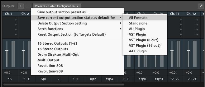 From here select Presets / Batch Configuration and Save output section preset as. A dialog will appear asking you where you would like to save the preset.