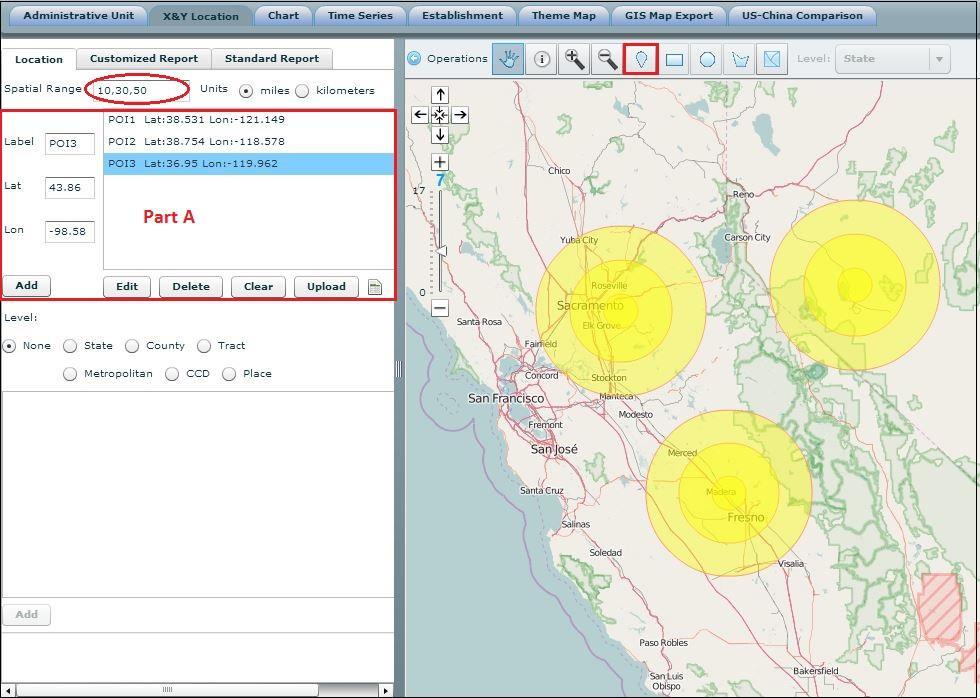Three Concentric Circles for Each Selection Point. 3.1.2 LOCATION SELECTION BY TOOLBAR The location can also be selected via Toolbar.