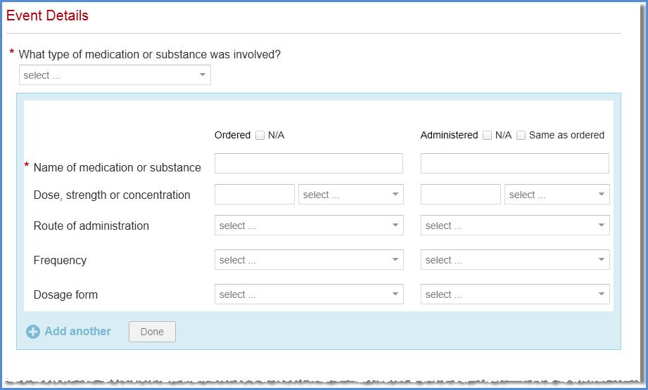 Event Specific Questions - Example Based on the selected event type, the form will display questions designed to