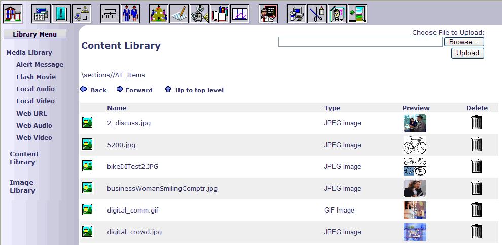 Image Library This section allows you to upload and