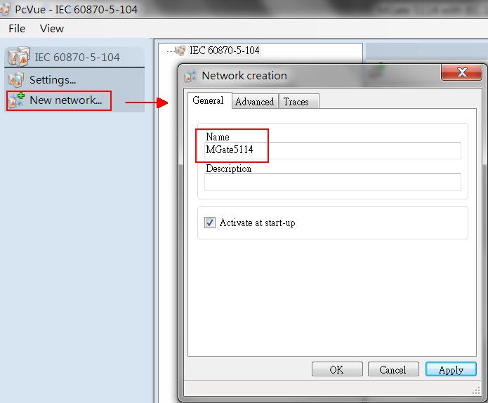 The following shows how to configure IEC 60870-5-104 Client.