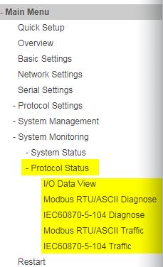 which include two powerful troubleshooting tools, Protocol Diagnose and Protocol Traffic, as below: < Protocol Status > In