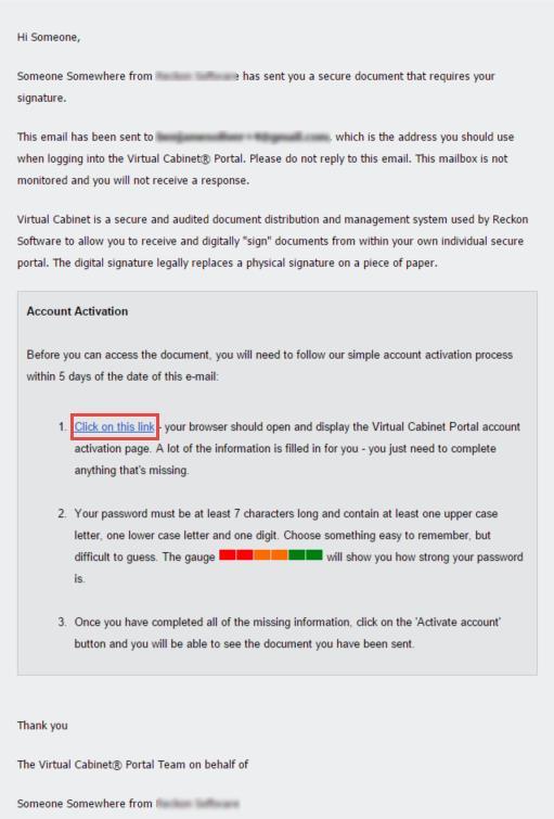 2 - Account Activation After clicking the link, you will be directed to a secure