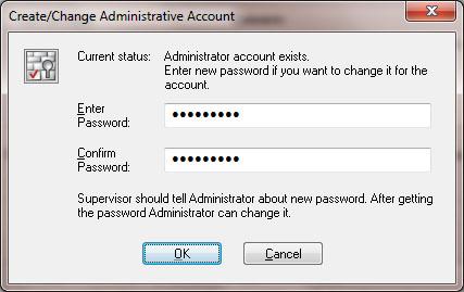 If Supervisor runs the command, the following dialog window appears. As the window above shows, Supervisor gets the warning that Administrator account already exists.