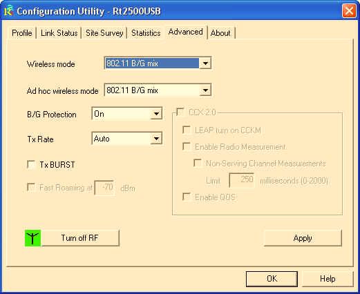 ! Advance The Configuration Utility also offers the advanced configuration for user to set the