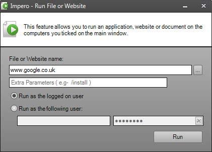 1.3 Run Website/Program on all PCs This allows you to quickly open a website or a program on one computer or the entire group at once. 1. Select the required users you wish to 'Run Website/File' on.