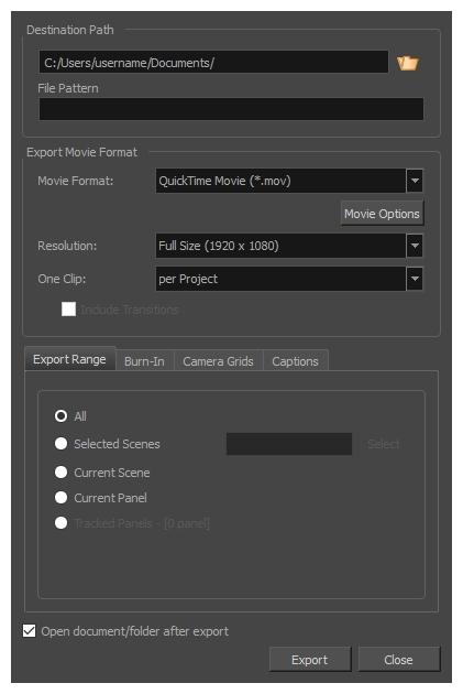 Chapter 11: How to Export your Project 6. If you want to view the storyboard after it is exported, check the Open document after export option. 7. Click on Export button.