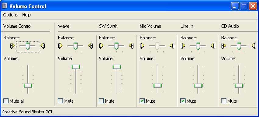 4. In the Volume Control screen, select [Options] [Properties]. 5.