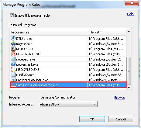 8. Navigate to the path of the program and register the program. 9. Click the [OK] button.