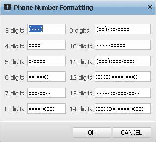 For example, assume that a 7-digit phone number is saved in the xxx-xxxx format in the Goldmine program.