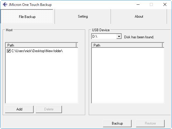 5. If press[ok] and show the backup source path in
