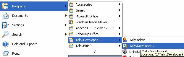 An icon named Tally.Developer 9 is found on the Desktop on completion. Double Click on the same to start working with Tally.Developer 9. While installing Tally.