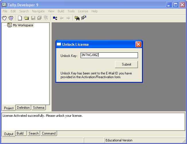 2. The Unlock License Dialog box is displayed. 3.