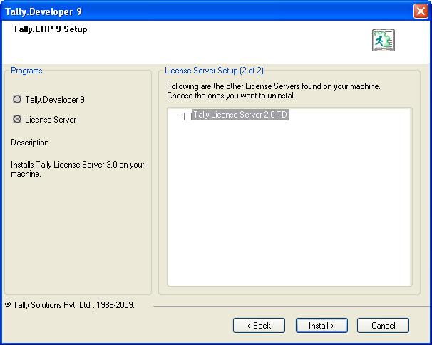 6. Click on the Next button. The list of license servers which are installed on the system is displayed.