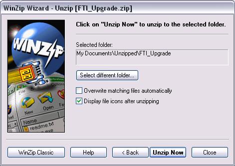 Yu will be presented with a WinZip Wizard Unzip file name