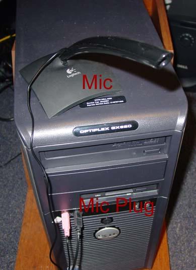 Recording 3.) To Record: Plug a microphone into the microphone jack of your computer (Usually right next to the headphone jack. It may on the front as shown or on the back.