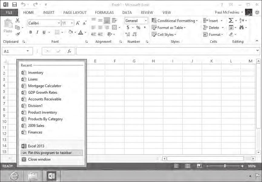 If you use the desktop more often, you might prefer pinning Excel to the taskbar.