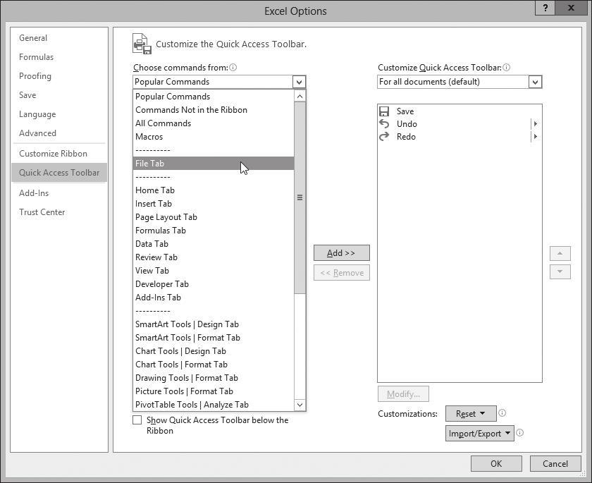 Customize the Quick Access Toolbar You can make Excel easier to use by customizing the Quick Access Toolbar to include the Excel commands you use most often.