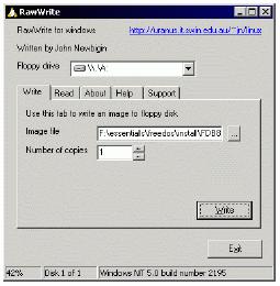MS Windows You can use the tool Raw Write for Windows. It is included on the CD ROM shipped with IP-KVM switch. Figure 6-9. RawWrite for Windows selection dialog From the menu, select the tab Read.