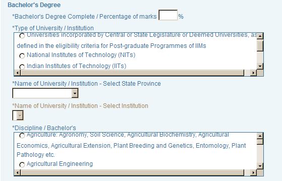 ICWA), which is considered equivalent to graduation, you should indicate the marks obtained in that examination as marks obtained in the bachelor s degree field.