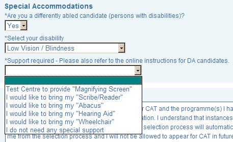 If you do not have a disability, you must choose No in the drop-down menu under that question.