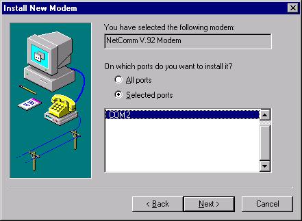 Click "Next" to start installing the selected modem. 9.