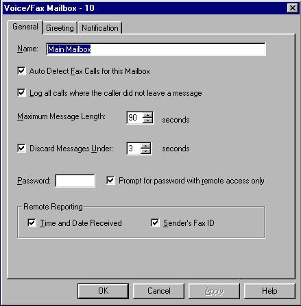 Using your Roadster V.92 Modem with FaxTalk Configuring voice/fax mailboxes Voice/fax mailboxes are the basic type of mailbox used by FaxTalk Communicator.