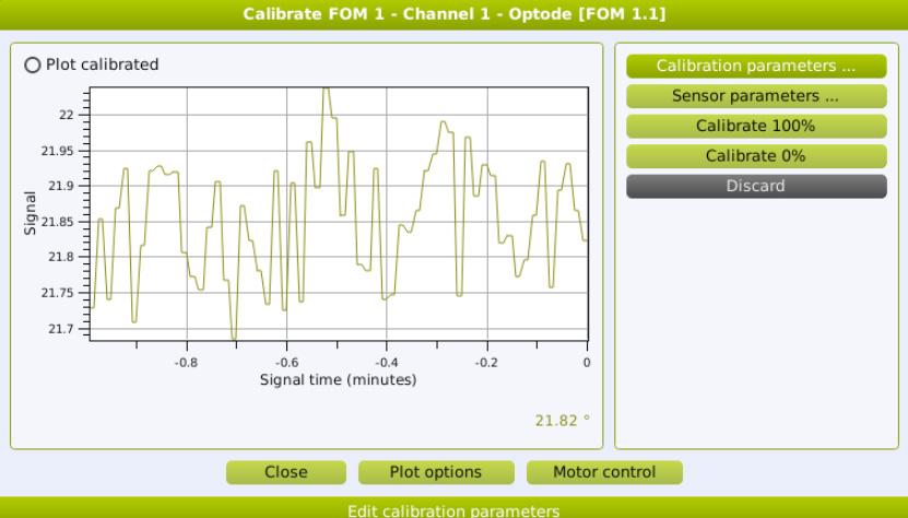 For each optode channel the calibration and sensor parameters can be set.